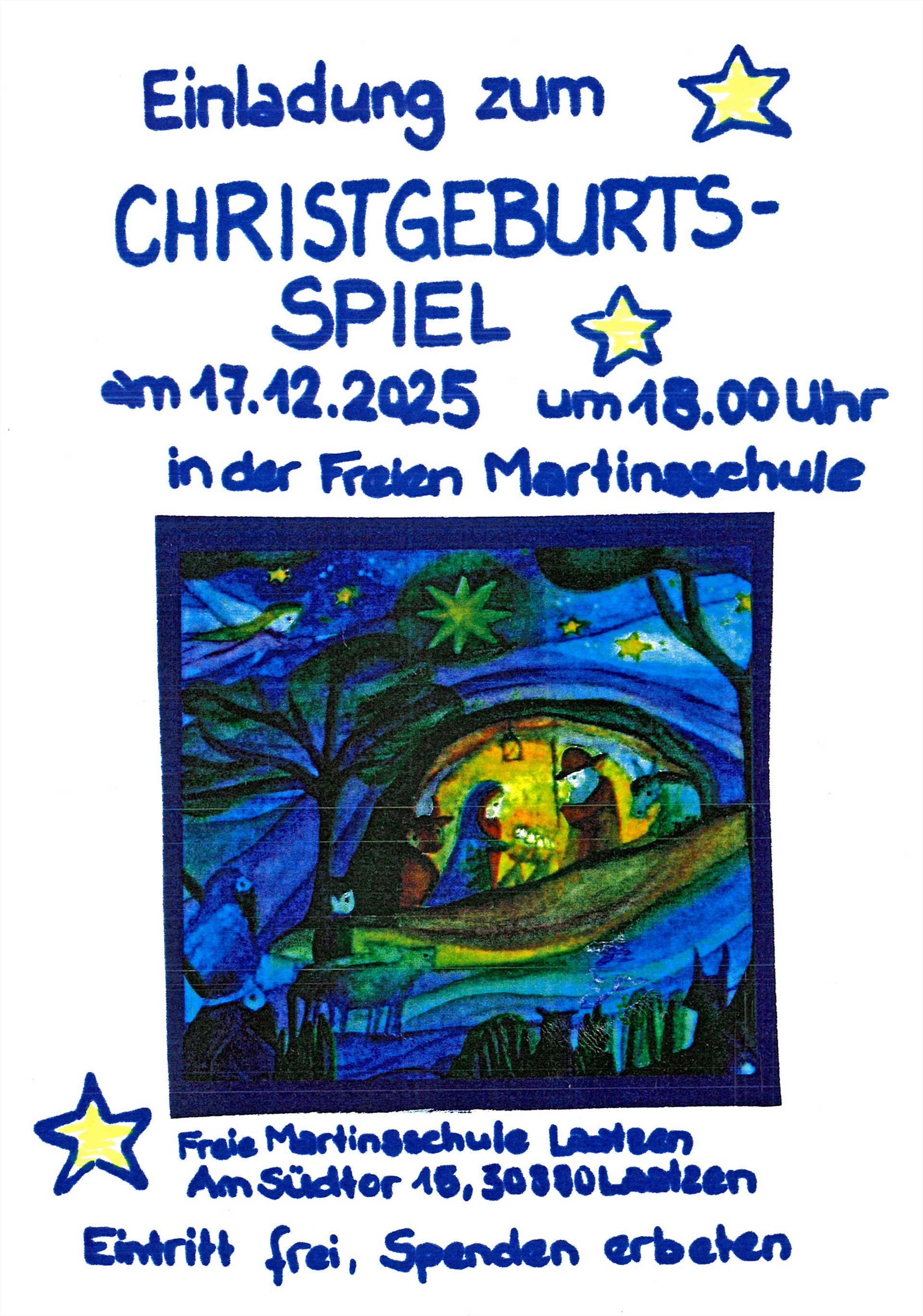 Plakat zum Christgeburtsspiel am 17. Dezemeber 2025